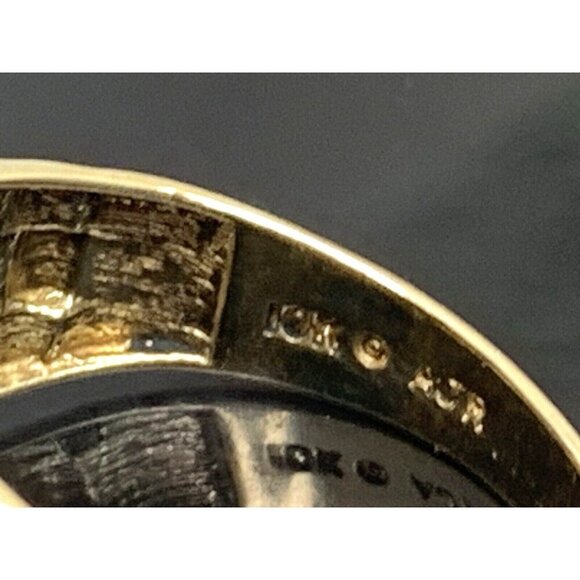 Rolex Style Ring 10k Yellow Gold Diamond Onyx Statement Cocktail Men's S… - Picture 10 of 14